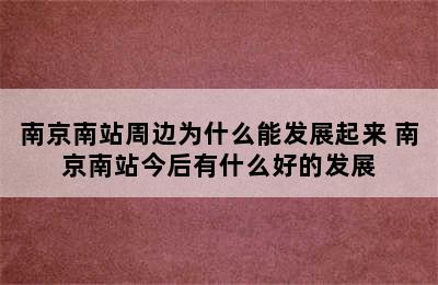 南京南站周边为什么能发展起来 南京南站今后有什么好的发展